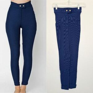 American Apparel Riding Pant Leggings Navy Blue Ribbed High Rise Women's Size XS